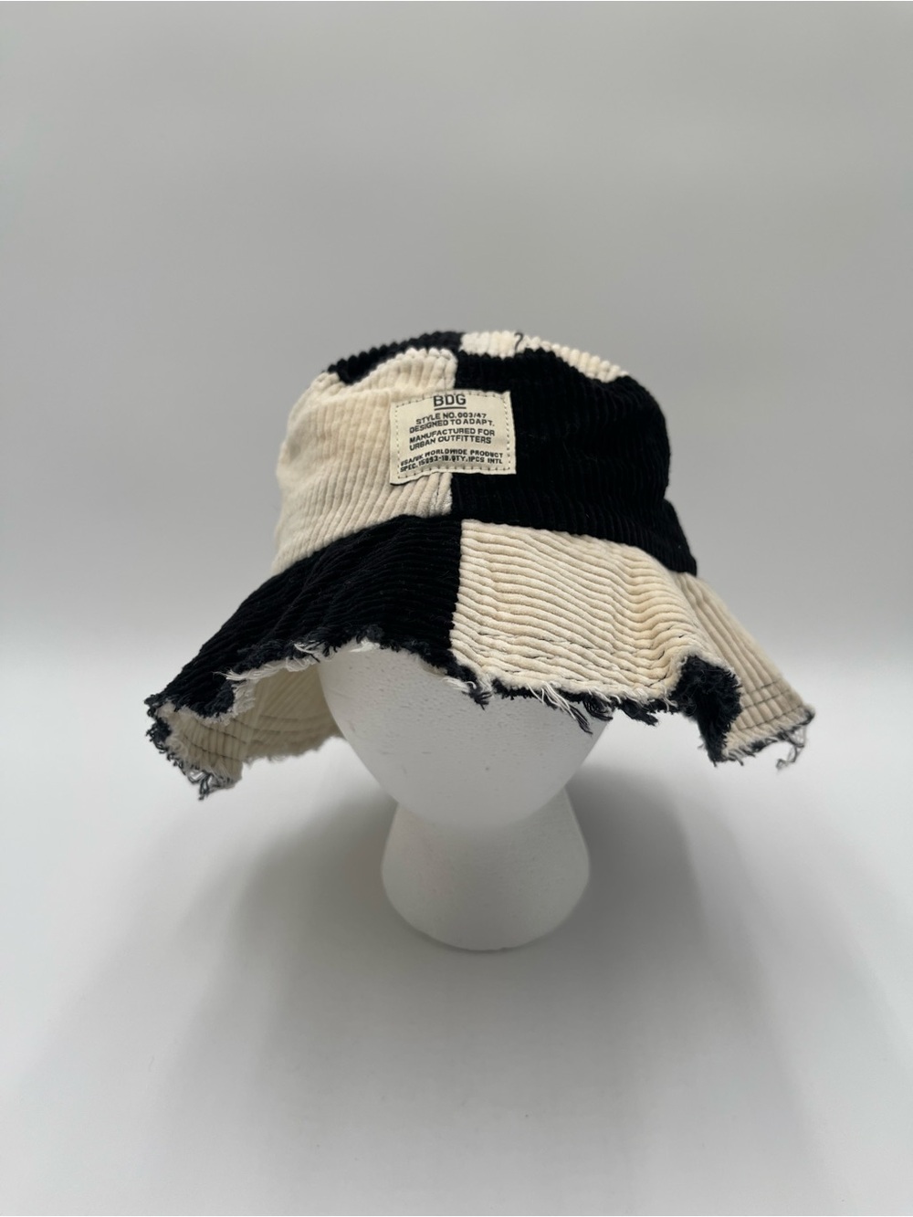 BDG Patchwork Two-Tone Corduroy Bucket Hat Black/White Adult Juniors Casual